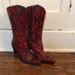 Donald Pliner 7M Red leather high heeled boots